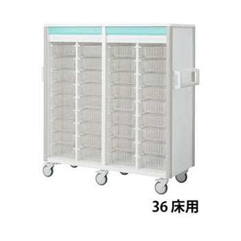 リレイト注射薬カート 中型トレー36床用オープン ブルー