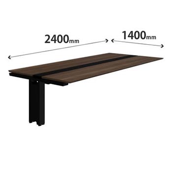 プリシード ユニットデスク 連結型 幅2400×奥行1400mm プライズウッドダーク ブラック脚