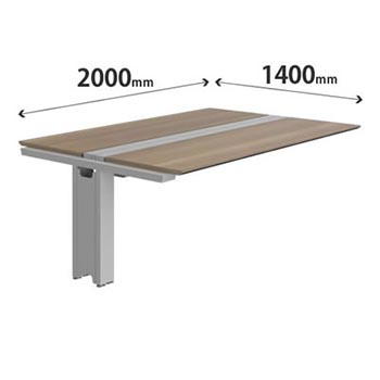プリシード ユニットデスク 連結型 幅2000×奥行1400mm プライズウッドミディアム シルバー脚